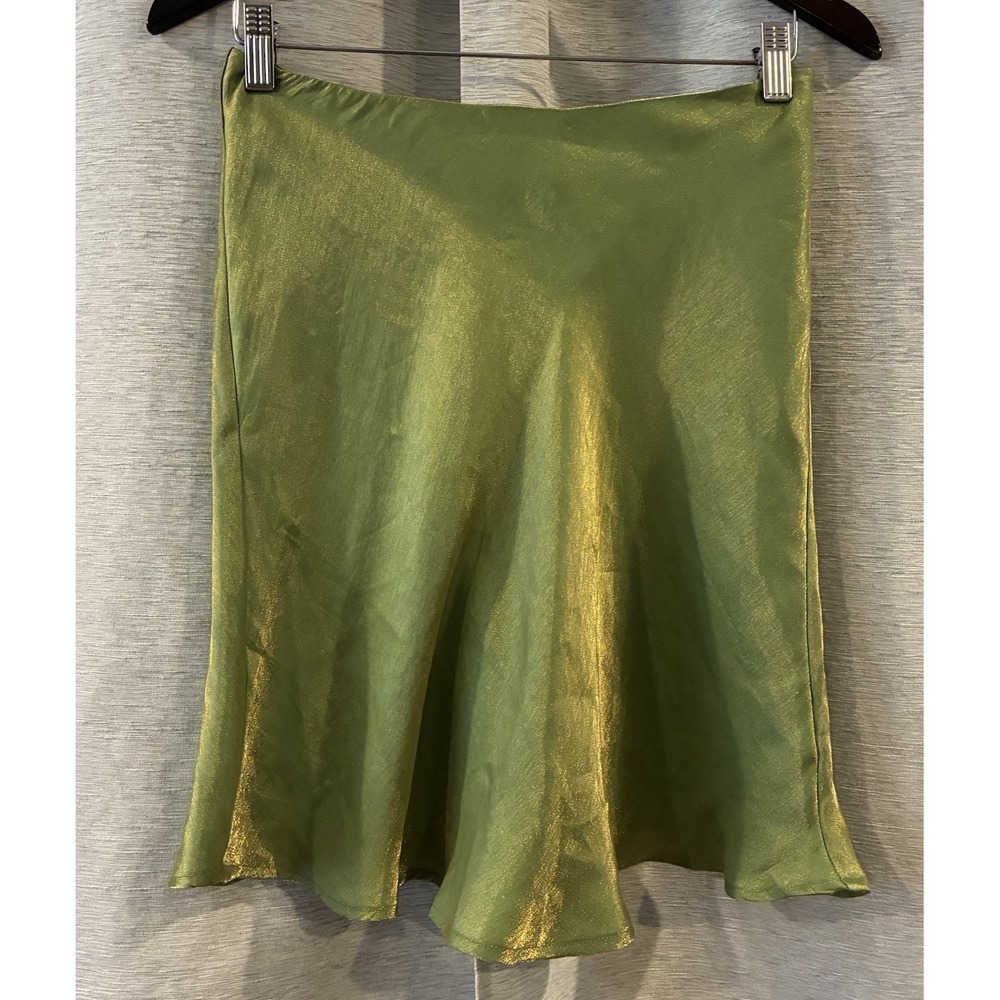 Y2K Metallic Green Skirt Festival Rave Size Medium Fairy